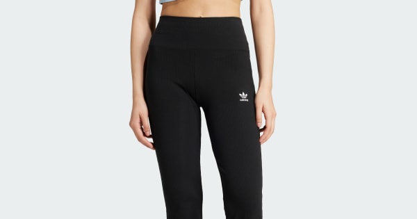 adidas エッセンシャルズ リブ フレア レギンス BLACK サイズS adidas エッセンシャルズ リブ フレア レギンス BLACK サイズS