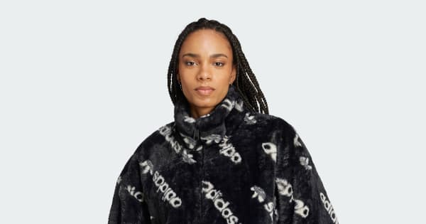 アディダス トーナル総柄プリント ファージャケット - ブラック