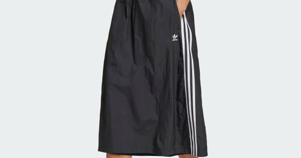 アディダス スリーストライプス ロングスカート - ブラック