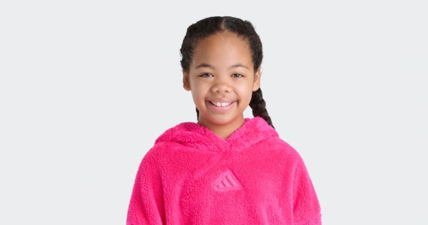 adidas 3-Stripes Sherpa Hoodie - Pink | Free Shipping with adiClub