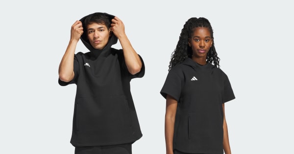 adidas Dugout Short Sleeve Hoodie (Gender Neutral) - Black | Free