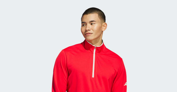 adidas Lightweight Half-Zip Top - Red | Free Shipping with adiClub