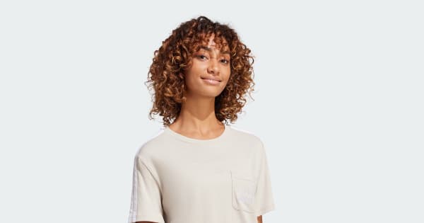 adidas Lounge Soft-Side Pocket Graphic Tee - Beige | Free Shipping