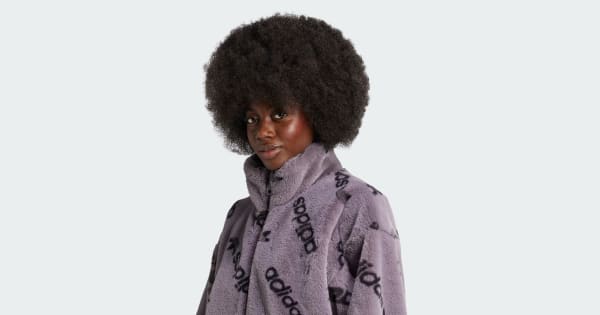 アディダス トーナル総柄プリント ファージャケット - グレー