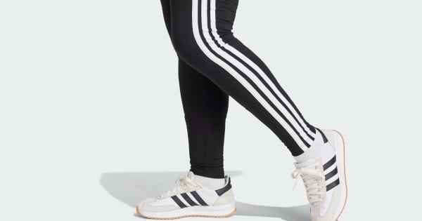 adidas Essentials 3-Stripes Cotton Leggings (Plus Size) - Black