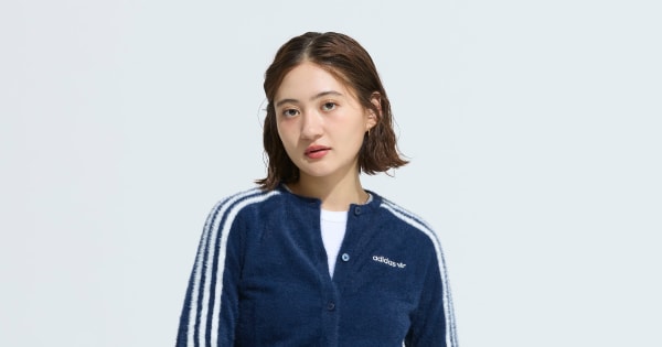 アディダス フラッフィー ニットカーディガン - ブルー | アディダス