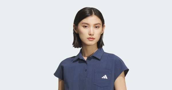 アディダス 【ゴルフ】シアサッカー 半袖ポロシャツ - ブルー