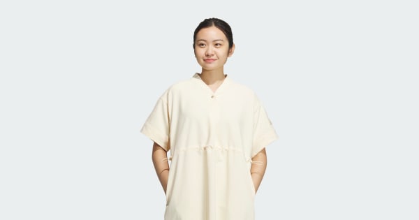 アディダス LUXFLOW カジュアル ウーブン半袖ワンピース - イエロー