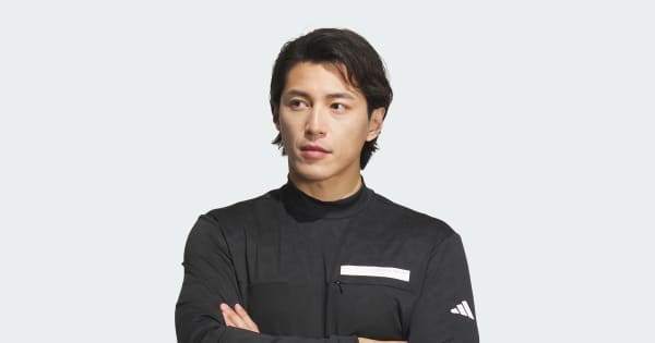 アディダス 【ゴルフ】ジャカード UVケア付き モックネック 長袖シャツ