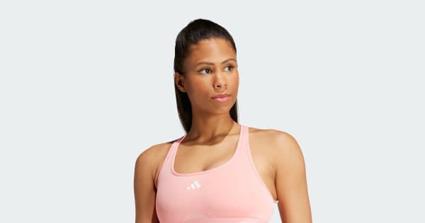 アディダス Powerreact トレーニング ミディアムサポートブラ - ピンク