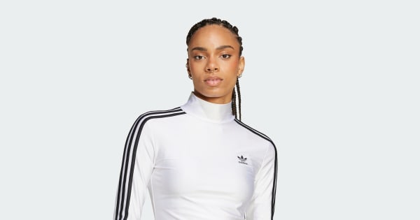 adidas Adicolor 3-Stripes Turtleneck Long Sleeve Tee - White