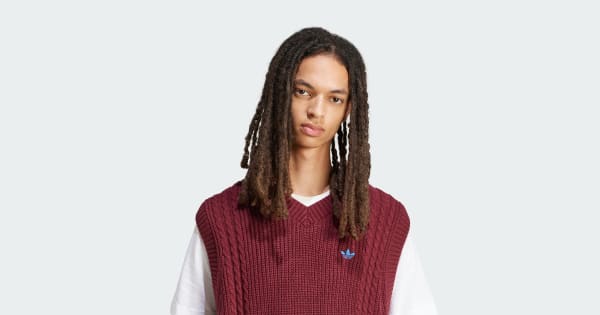 adidas Originals 70s Knitted Vest - Burgundy | adidas India