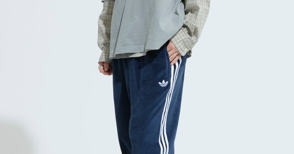 アディダス SSTアディカラー ベロア トラックパンツ - ブルー