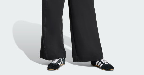 adidas ブラック ワイドパンツ 29サイズ adidas アディダスオリジナルス サテン ワイドレッグ トラックパンツ