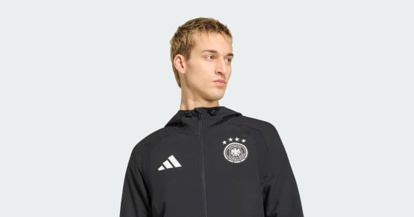 adidas Germany Tiro Travel Full Zip Windbreaker - Black | Free