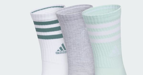 W Face 3-Pack Socks (ホワイト,ネイビー,グリーン) adidas Cushioned 3-Stripes Crew Socks 3-Pack - White | Free