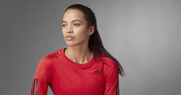 adidas Own the Run Long Sleeve Tee - Red | Women's Running | adidas US