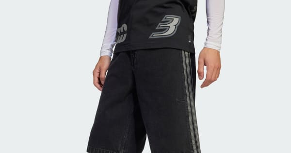 adidas Adicolor Denim Firebird Shorts - Black | Free Shipping with