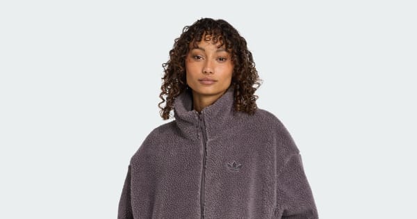 adidas Essentials Teddy Jacket - Grey | Free Shipping with adiClub