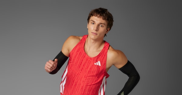adidas Adizero Running Singlet - Red | Free Shipping with adiClub