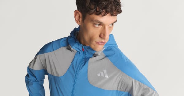 アディダス アディゼロ 駅伝 ランニング ジャケット - ブルー