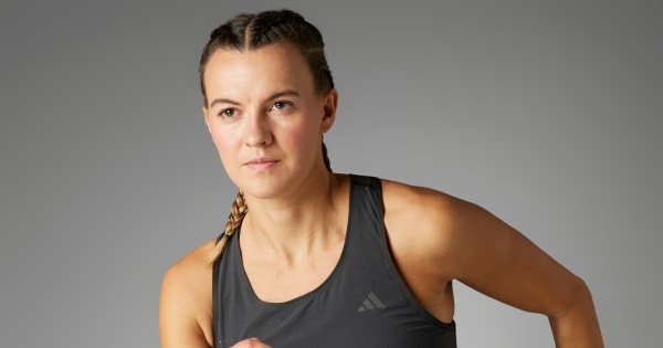 アディダス アディゼロ ランニング タンクトップ - ブラック