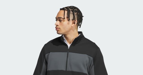 adidas Ultimate365 Short Sleeve Half Zip Pullover - Black | Free