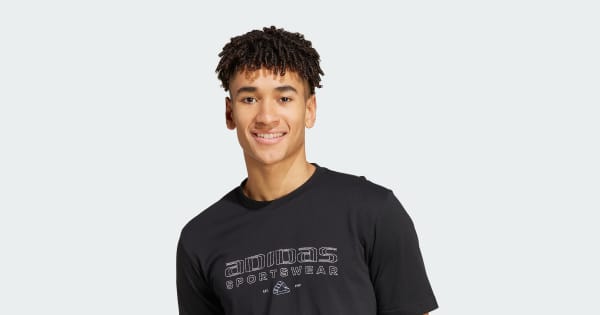adidas Tech Linear Graphic Tee - Black | Free Shipping with