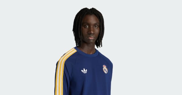 adidas Real Madrid Originals Long Sleeve T-Shirt - Blue | Free