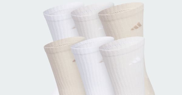 adidas Athletic Cushioned Crew Socks 6 Pairs - White | Free