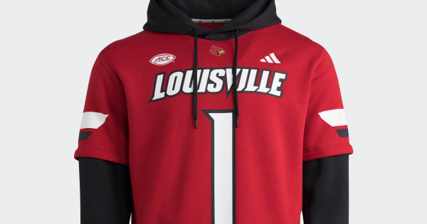 adidas Louisville Cardinals Football Jersey Hoodie - Red | Free