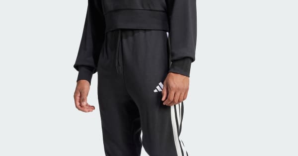 Essential 3-Stripes French Terry Joggers, Black | adidas UK