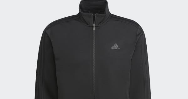 adidas Essentials Warm-Up 3-Stripes Track Jacket - Black | Men's