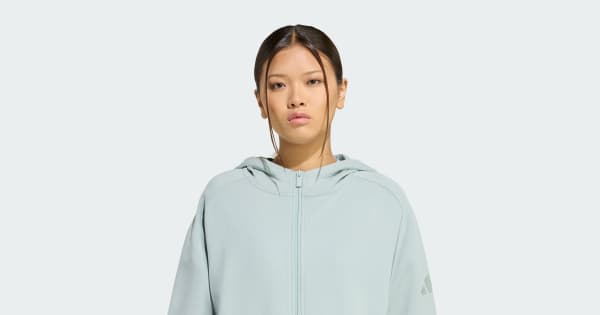 adidas SOFT LUX FULL-ZIP HOODIE - Green | Free Shipping with adiClub
