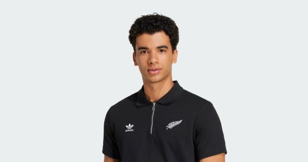 アディダス オールブラックス エッセンシャルズ ワッフル ポロシャツ