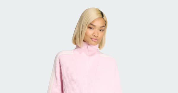 ADIDAS ORIGINALS FUNNEL NECK QUARTER ZIP Sweatshirt - Pink | Free