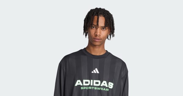 adidas Long Sleeve Jacquard Jersey - Black | Free Shipping with