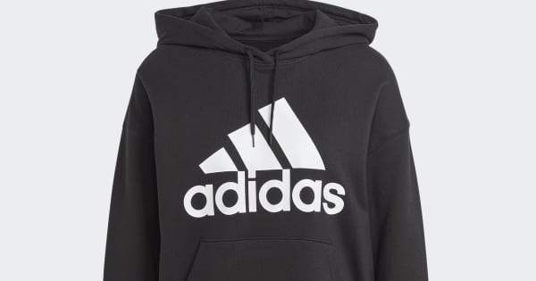 adidas Essentials Big Logo Oversized French Terry Hoodie - Black