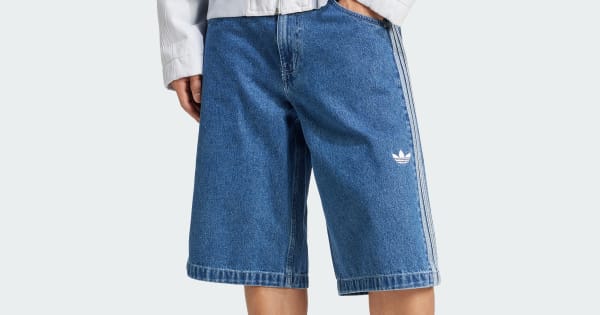 adidas Adicolor Denim Firebird Shorts - Blue | Free Shipping with