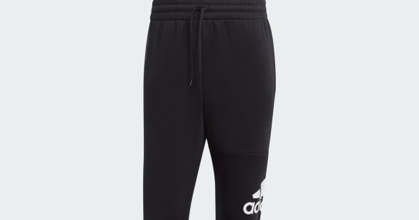 adidas Essentials Fleece Tapered Cuff Big Logo Pants - Black