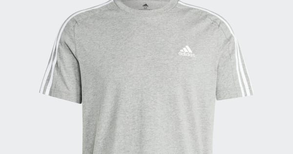 adidas Essentials Single Jersey 3-Stripes Tee - Grey | adidas India