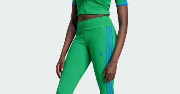 アディダス アディダス オリジナルス リブ フレアレギンス - グリーン