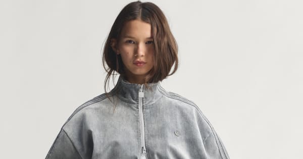 adidas Brushed Twill Oversized Firebird Track Jacket - Grey | Free