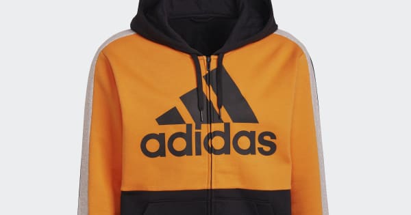 adidas Essentials Colorblock Fleece Full-Zip Hoodie Orange Free  Shipping with adiClub adidas US