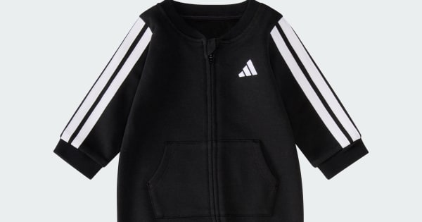える3 adidas Long Sleeve Full-Zip Essential 3-Stripe French Terry