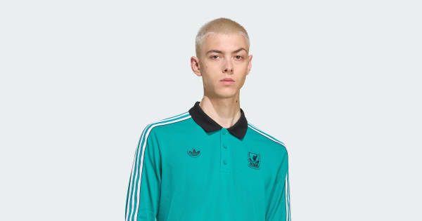 adidas Liverpool FC Terrace Icons Long Sleeve Polo Shirt - Green