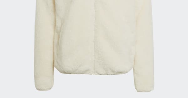 adidas Essentials+ Fluffy Fleece Track Jacket - White | Free