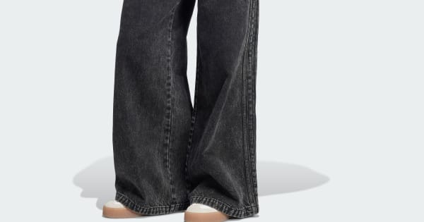 adidas Premium Essentials Wide Leg Denim Pants Black adidas