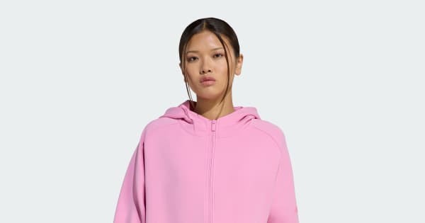 adidas SOFT LUX FULL-ZIP HOODIE - Pink | Free Shipping with