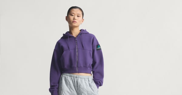 adidas Equipment Cropped Hoodie - Purple | Free Shipping with